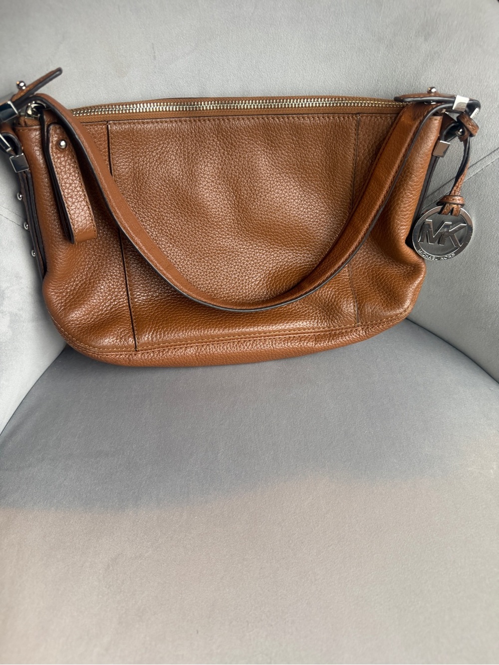 Michael Kors Brown Pebbled Leather Shoulder Hobo